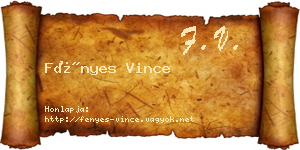 Fényes Vince névjegykártya